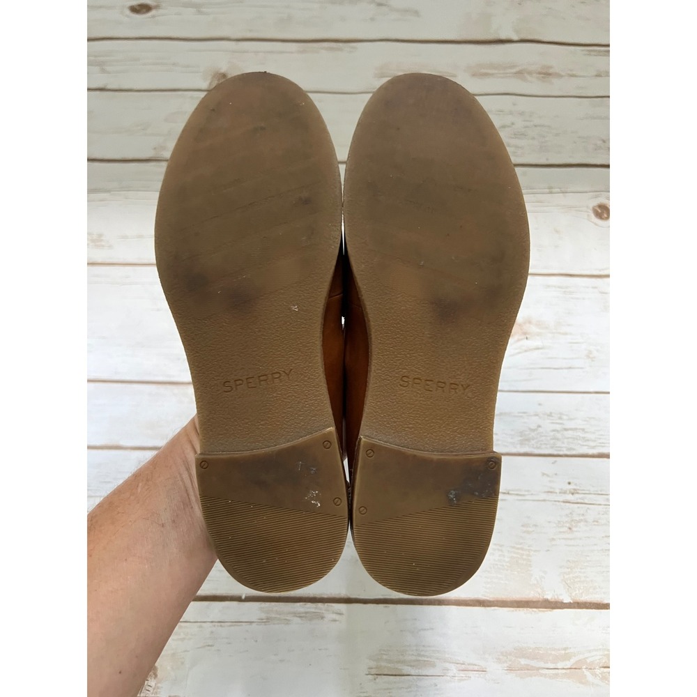 Sperry Seaport Penny Loafer Tan Leather Contrast Stitch STS85787 Size 7 - Picture 5 of 6